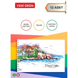 35*50 Resim Defteri,12 Adet Büyük Boy Resim Defteri Resim Defteri,15 Yaprak, Ölçü: 35*50