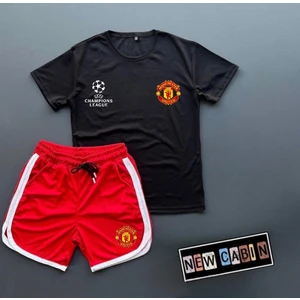 New Cabin Trend United Baskılı Forma Kumaş Tshirt- Forma Kumaş Şort 2'li