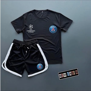 New Cabin Yeni Sezon Trend Psg Baskılı Forma Kumaş Tshirt- Forma Kumaş Şort 2'li