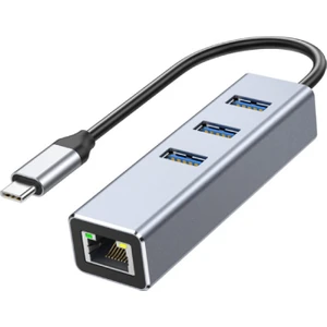 5224 Type C To USB 3.0 Ethernet Gigabit RJ45 3 Port Hub Çoklayıcı Adaptör