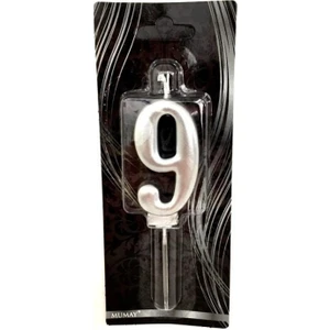 9 Yaş Gümüş Rakam Mum