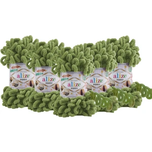 Alize Puffy "5 Adet" 485 Kablumbağ Yeşili El Örgü Iplikleri Panduf  Battaniye  Atkı Hırka ve Paspas Ipliği