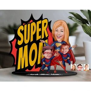 Bk Gift Kişiye Özel Aile Karikatürlü 3D Ahşap Biblo, Anneler Günü Biblo, Ahşap Biblo, Anneye Hediye, Ev Dekoru-3