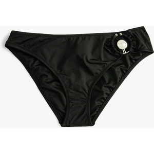 Regular Waist Metallic Accessory Detail Bikini Bottom