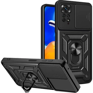 M.TK Moveteck Xiaomi Redmi Note 12 Pro 4g Uyumlu Kılıf Kamera Korumalı Sürgülü Yüzüklü Armor Military Tank