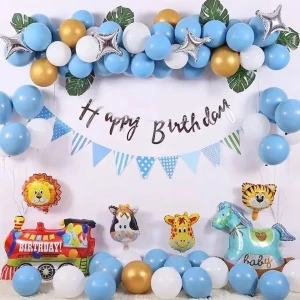 Çıtıpıtıstore Mavi Balon Safari Folyo Kafalı Doğum Günü Balon Seti