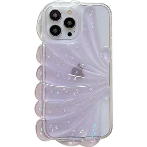 Xstep Case Xstepcase Apple iPhone 13 Pro Max Için 6.7 Inç Glitter Star Epoksi Telefon Kılıfı Yumuşak Tpu Deniz Kabuğu Şok Geçirmez Kapak (Yurt Dışından)
