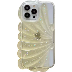 Xstep Case Xstepcase Apple iPhone 13 Pro Max Için 6.7 Inç Glitter Star Epoksi Telefon Kılıfı Yumuşak Tpu Deniz Kabuğu Şok Geçirmez Kapak (Yurt Dışından)