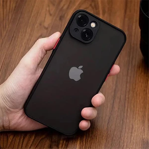 Apple iPhone 14  Kılıf 3D Kamera Korumalı Arkası Mat Kenarları Renkli Smoke Case