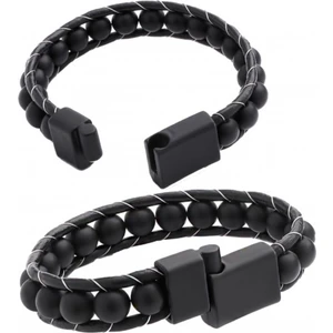 Erkek Mat Oniks Taşı Örmeliörmeli Deri Bileklik