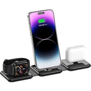 Happy World Shopping Apple Kulaklık Iwatch Ultra 8 7 6 iPhone 14 13 12 Pro Max Plus Için Manyetik Kablosuz Şarj Cihazı 3'ü 1 Arada Şarj Istasyonu (Yurt Dışından)