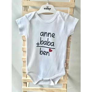 Özel Tasarım Anne+Baba %100 DOĞAL PAMUK ORGANİK BASKILI ÇITÇITLI BODY ZIBIN BEBEK BADİ