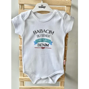 Özel Tasarım Babacım Hediyen %100 DOĞAL PAMUK ORGANİK BASKILI ÇITÇITLI BODY ZIBIN BEBEK BADİ