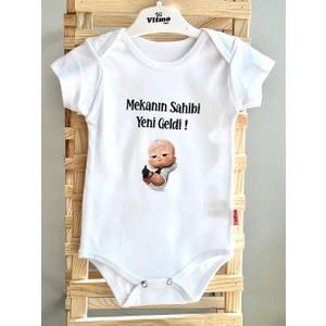 Özel Tasarım MEKANIN SAHİBİ %100 DOĞAL PAMUK ORGANİK BASKILI ÇITÇITLI BODY ZIBIN BEBEK BADİ