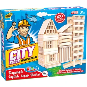 City Blok Ahşap Bloklar 100 Parça Dayanıklı Sağlıklı Ahşap Bloklar