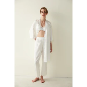 Bridal Saten Beyaz Pijama Altı-Gelin Koleksiyonu