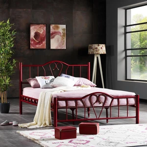 Orkide Çift Kişilik Ferforje Metal Karyola 160x200 Bordo