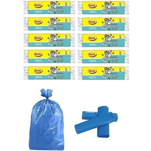 Battal Boy Çöp Poşeti 75x90 cm 10 Lu Rulo x 10 Paket = 100 Adet Mavi