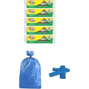Orta Boy Çöp Torbası 55x60 cm 20 Li Rulo x 5 Paket = 100 Adet Mavi