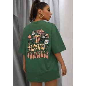 Amor Man Büyük Beden Sırt Baskılı Pamuk Oversize Kadın T-Shirt