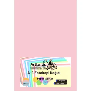 Açık Pembe Renkli A-4 Fotokopi Kağıdı 25 Li 1 Paket Artlantis Fotokopi Renkli A4 Kağıdı
