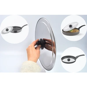 Afili Home 30 cm Paslanmaz Çelik Tava Kapağı, Metal Balık Tava Kapağı,30 cm Tavalara Uygun Kapak, Yağ Sıçratmaz Tava Tencere Kapağı