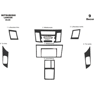 meriç cockpit design Meriç® Mitsubishi Lancer Ön Torpido Kaplama Maun 9 Parça 2009-2016