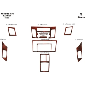 meriç cockpit design Meriç® Mitsubishi Lancer Ön Torpido Kaplama Maun 9 Parça 2009-2016
