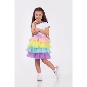 Minik Dolap Gökkuşağı Beli Lastikli Tütü Etek