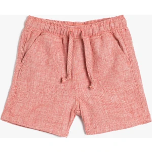 Keten Şort Beli Bağlamalı Cepli