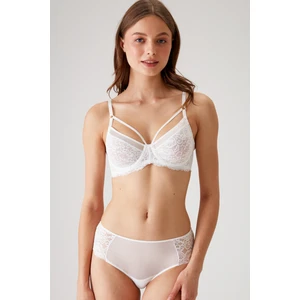 Pierre Cardin Ekru 4800 Balenli Tül Işlemeli Kapsız Balconette Çeyiz Iç Çamaşır Takımı