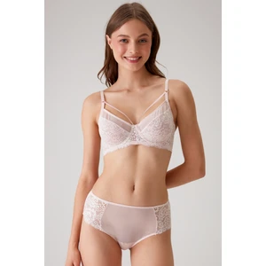 Pierre Cardin Pudra 4800 Balenli Tül Işlemeli Kapsız Balconette Çeyiz Iç Çamaşır Takımı