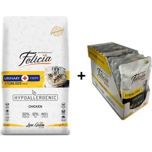 Tavuklu Kısırlaştırılmış Yetişkin Kedi Maması 12 kg + 12 Adet Felicia Tavkulu Kısır Yaş Mama 85 gr