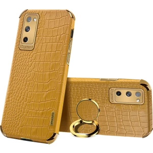 Samsung Galaxy S20 Fe 2022/S20 FE/S20 Fe 5G/S20 Lite Timsah Doku 6d Elektrokaplanmış Pu Deri Kaplamalı Tpu Telefon Kılıfı Halka Kickstand ile (Yurt Dışından)