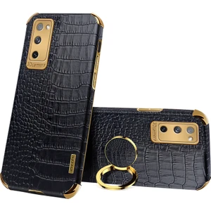 Samsung Galaxy S20 Fe 2022/S20 FE/S20 Fe 5G/S20 Lite Timsah Doku 6d Elektrokaplanmış Pu Deri Kaplamalı Tpu Telefon Kılıfı Halka Kickstand ile (Yurt Dışından)