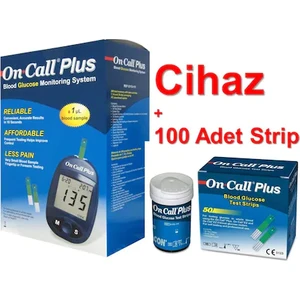 On Call Cihazı Aleti ve Test Stribi 2 Kutu 100 Adet