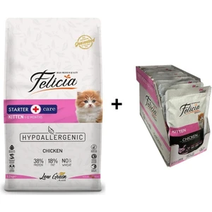 Yavru Tavuklu Kedi Maması 12 kg + 12 Adet Felicia Tavuklu Yavru Yaş Mama 85 gr