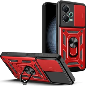 Case 4U Xiaomi Redmi Note 12 5G Kılıf Kamera Korumalı Sürgülü Vega Yüzüklü Armor Military Tank Zırh Kırmızı