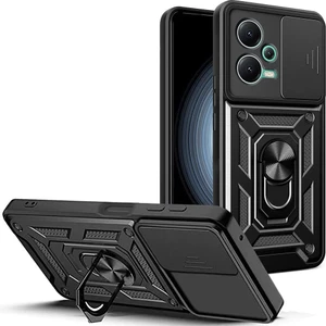 Case 4U Xiaomi Redmi Note 12 5G Kılıf Kamera Korumalı Sürgülü Vega Yüzüklü Armor Military Tank Zırh Siyah