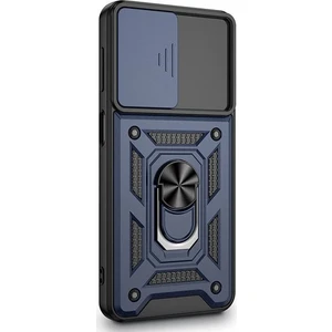 Case 4U Infinix Hot 20i Kılıf Kamera Korumalı Sürgülü Vega Yüzüklü Armor Military Tank Zırh Lacivert