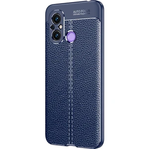 Case 4U Xiaomi Redmi 12C Kılıf Kamera Korumalı Rugan Armor Deri Görünümlü Yüksek Kalite Silikon Niss Lacivert