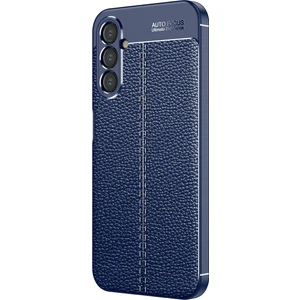 Case 4U Samsung Galaxy A24 Kılıf Kamera Korumalı Rugan Armor Deri Görünümlü Yüksek Kalite Silikon Niss Lacivert