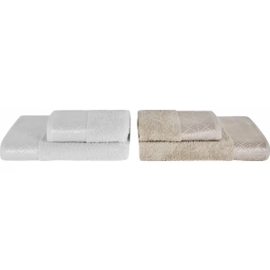 Karaca Home Luica 4 Parça Banyo/Baş Havlusu Hamam Seti Offwhite Bej