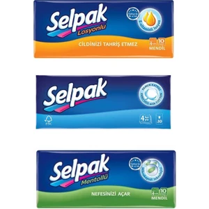 Mendil 3 'lü Set (Losyon-Klasik-Mentol)10*3 (30 Adet 10'lu Mendil)