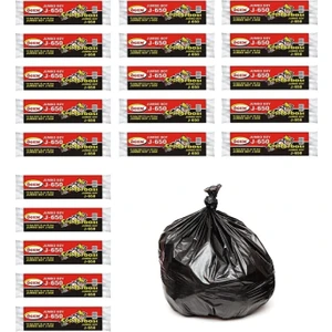 J-650 Jumbo Boy Çöp Torbası 80X110 cm 10 Lu Rulo x 20 Paket = 200 Adet Siyah
