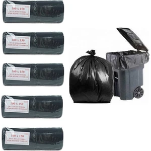 Hantal Boy Ağır Hizmet Çöp Torbası 100X150 cm 10 Lu Rulo x 5 Paket = 50 Adet Siyah