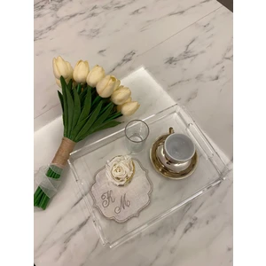 Şeffaf Pleksi Söz Nişan Sunum Tepsisi 30 X20 Şeffaf