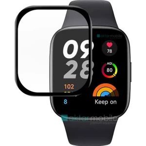 Xiaomi Redmi Watch 3 Uyumlu Ekran Koruyucu 3D Tam Kapatan Kavisli Ppma Nano Cam