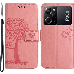 Lr Joyful Xiaomi Poco X5 Pro 5g / Redmi Note 12 Pro Speed ​​5g / Note 12 Pro 5g Baykuş Ağacı Baskılı Pu Deri Stand Kılıfı Damla Geçirmez Cep Telefonu Cüzdan Kapağı (Yurt Dışından)