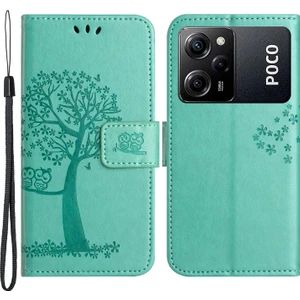 Lr Joyful Xiaomi Poco X5 Pro 5g / Redmi Note 12 Pro Speed ​​5g / Note 12 Pro 5g Baykuş Ağacı Baskılı Pu Deri Stand Kılıfı Damla Geçirmez Cep Telefonu Cüzdan Kapağı (Yurt Dışından)